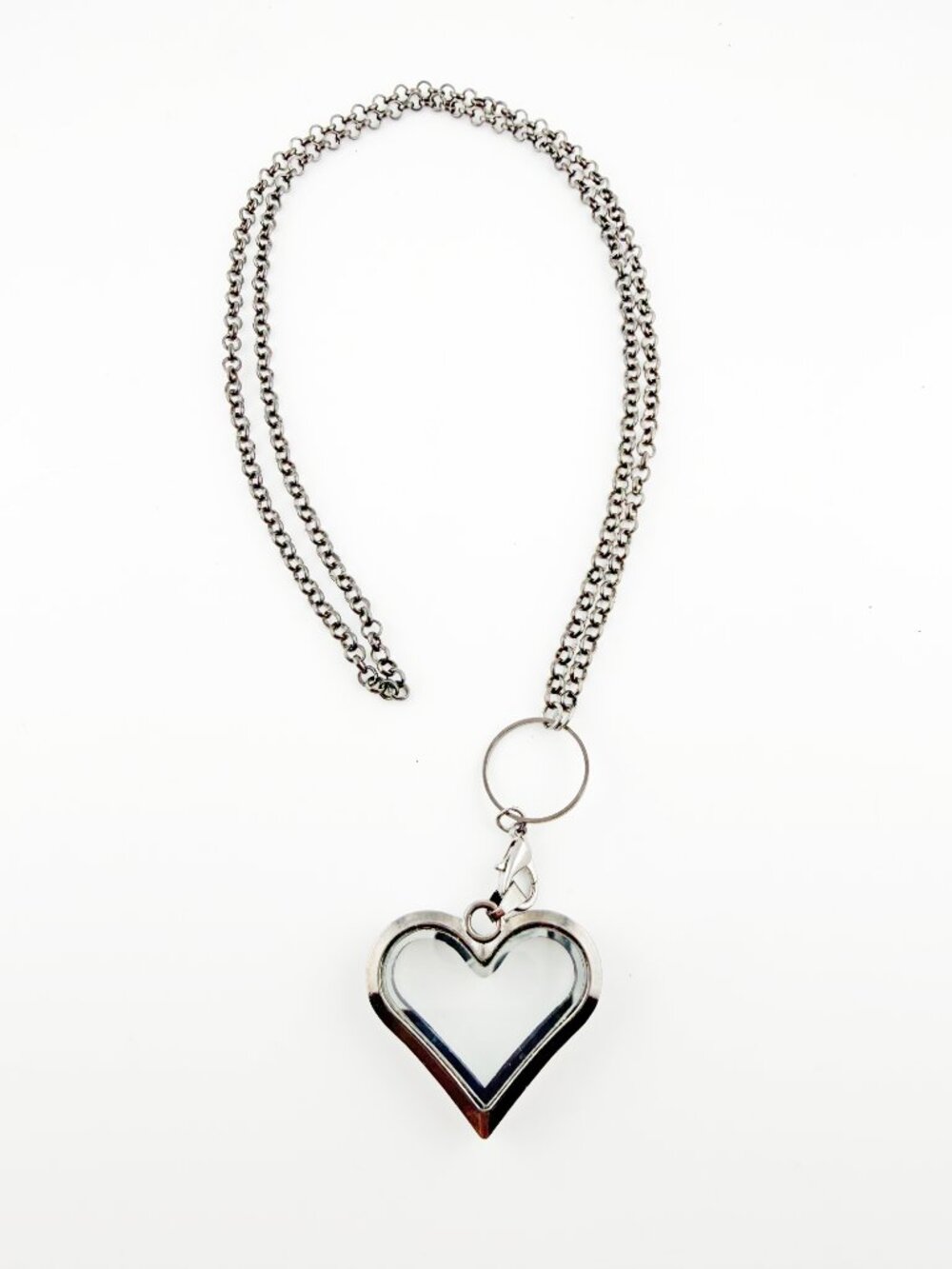 Crystal Heart Memory Floating Locket Lobster Clasp Necklace - Gunmetal-toned - Picture 2 of 8